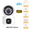 EU Plug HD 8MP Mini Camera Wifi Wireless Dual Lens 8MP IP Cameras Smart Night Vision CCTV Security V380 Pro PTZ Camara Indoor Baby Monitor