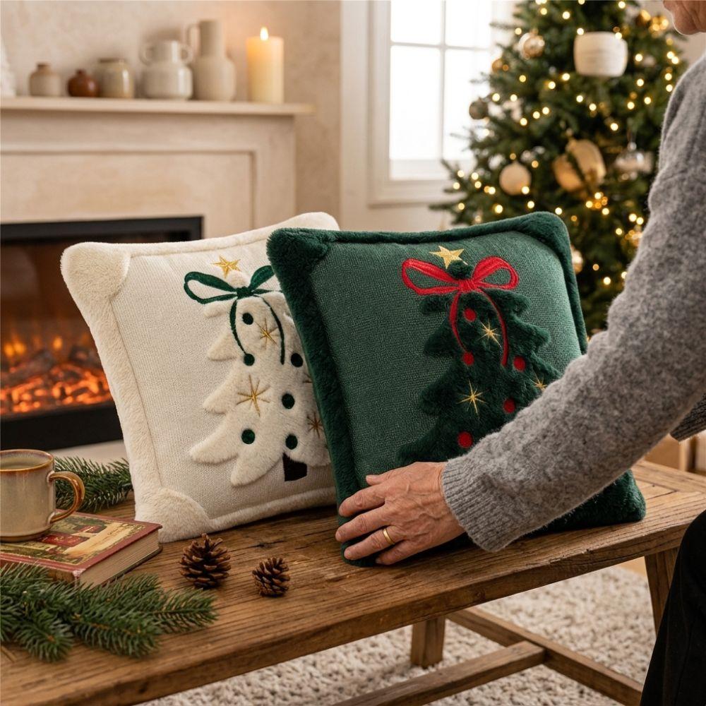 Soft Fluffy Christmas Pillow Cover Plush Cushion Cover Festive Decor Pillowslip Home Sofa