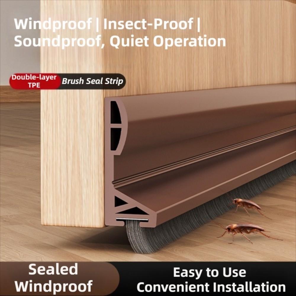 Brush Edge Draft Stopper TPE Door Sweep Removable Door Bottom Seal Indoor Bedroom