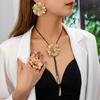 Retro Double Layer Large Flower Women's Necklace and Earrings Set