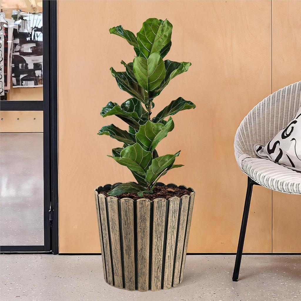 2 шт. Горшки 11 дюймов с деревянной текстурой для растений, для балкона и гостиной | Цветочные горшки для сада | Декоративные кашпо для домашнего декора