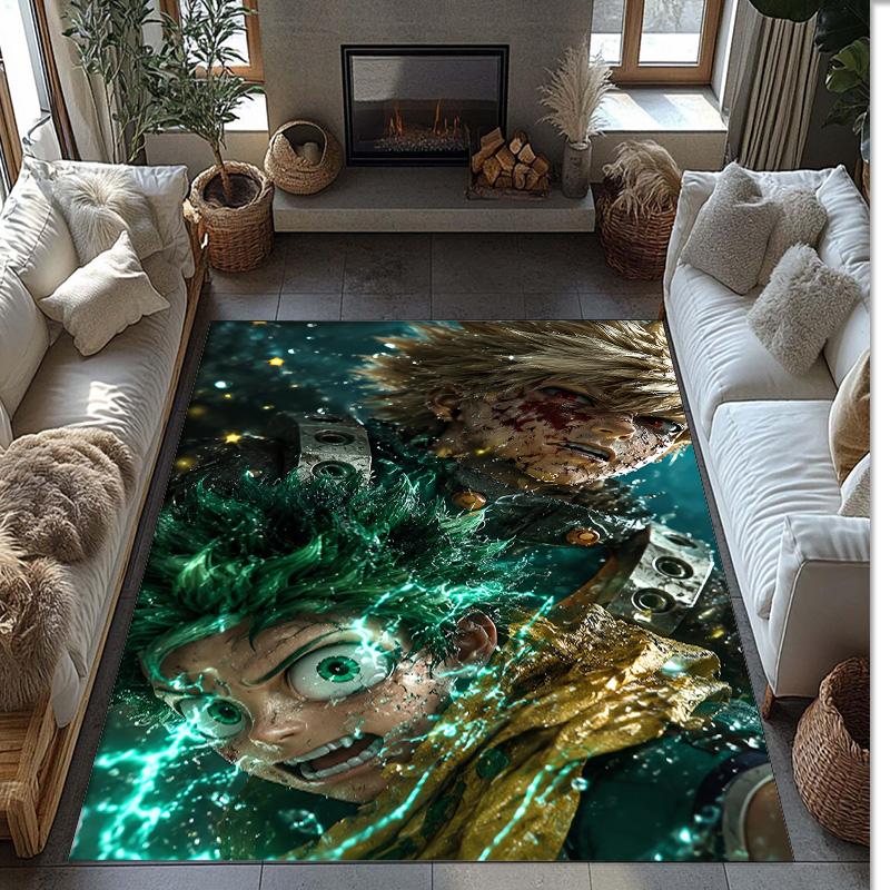 Soft Crystal Velvet Floor Rug,My Hero Academia Anti Slip Decorative Carpet, Plush Area Mat For Indoor Home Decoration