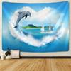 Dolphin Jump Tapestry Wall Hanging Blue Wave Sailboat Bohemia Sofa Carpet Desk Mat Bedroom Living Room Art Decor