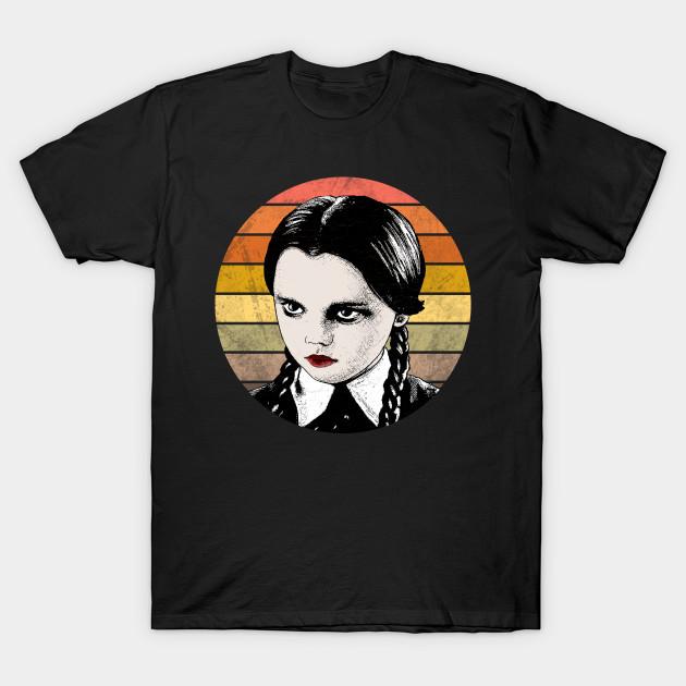 Мужская черная футболка с принтом Wednesday Addams Печать на трансферной бумаге без вырезания Хлопковая футболка