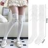 Lolita Long Socks Women Bandage Ribbon Bow Sweet Girls Kawaii Sexy Middle Tube Socks Ballet Style Solid Color Black White Socks