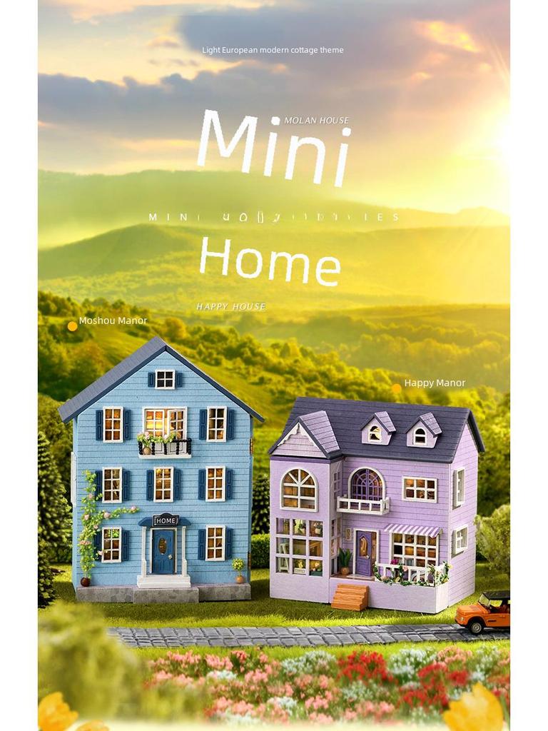 Happy Manor Деревянная самодельная многоуровневая хижина - Molan Manor Подарок ручной работы для женщин