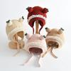Детская осенне-зимняя вязаная шапка в корейском стиле с 3D-дизайном яблока, защитой ушей и отворотом для девочек