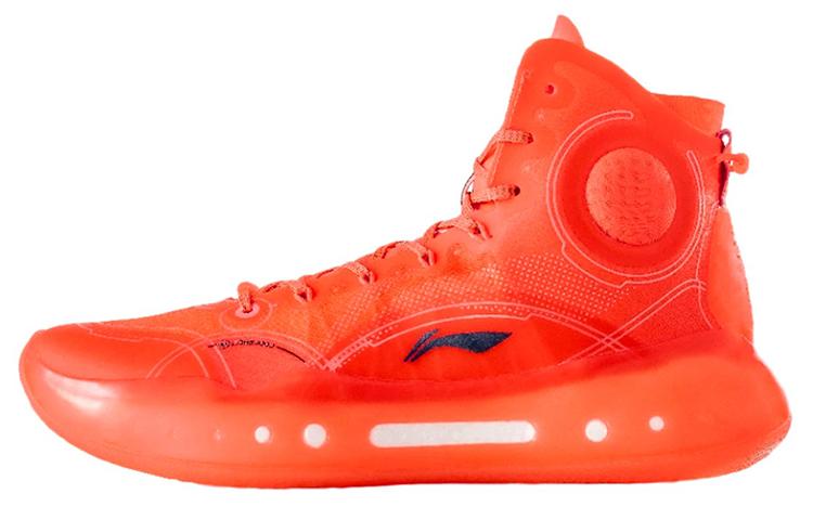 Li Ning Баскетбольные кроссовки YuShuai 14 Boom Мужские Высокие Неоновый Фруктовый Красный ABAQ033-25