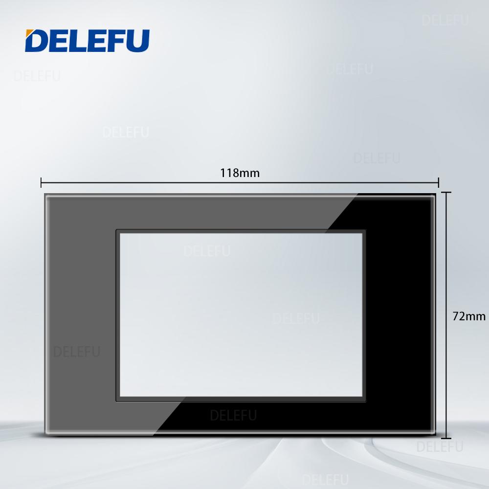 DELEFU Israel Socket DIY Blank Board USB TypeC Doorbell Switch 45A 20A Curtain TEL CAT5 TV HDMI SAT Smart Black