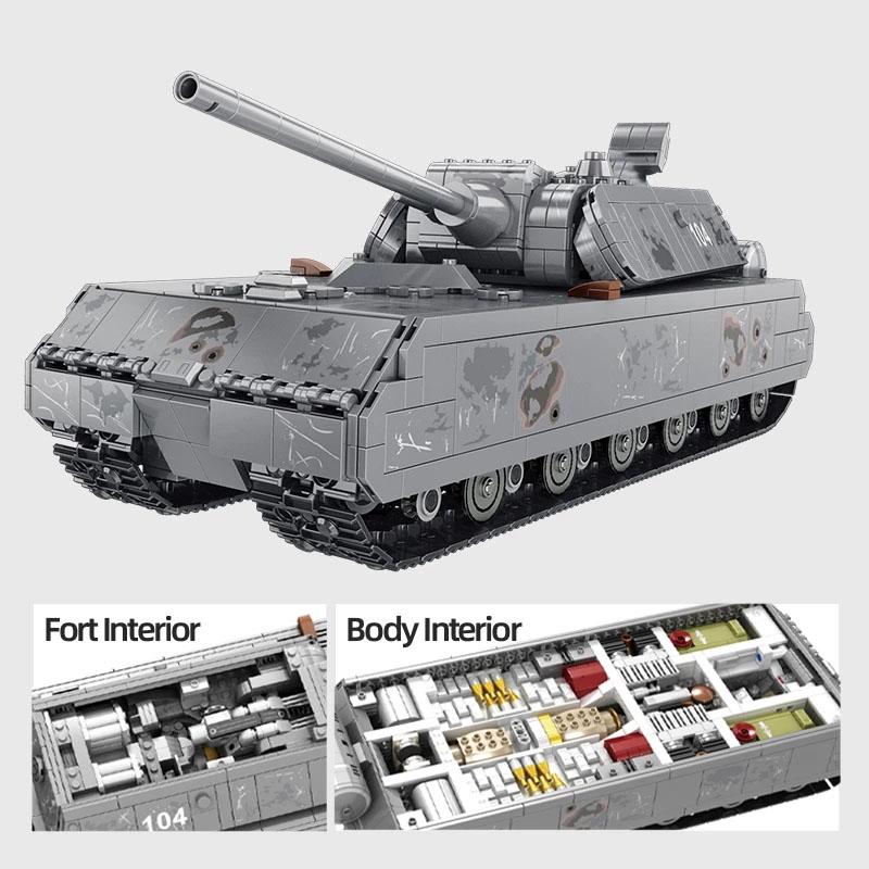 Военный Тяжелый Танк Panzer Viii Maus Строительные Блоки Немецкий Солдат Вмв Полиция Армия Оружие Кирпичики Детская Игрушка Подарки Для Взрослых