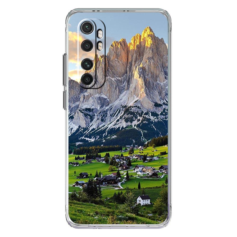 Чехол для телефона для Xiaomi Mi Poco X7 X6 X5 NFC X3 Pro 17 15T 15 14T 14 13T 11 12 13 Lite Прозрачный ТПУ Чехол Пейзаж с горными вершинами