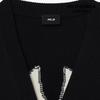 MLB New York Yankees Logo Print V-Neck Knit Top Unisex tops Black 3AKCB0131-50BKS