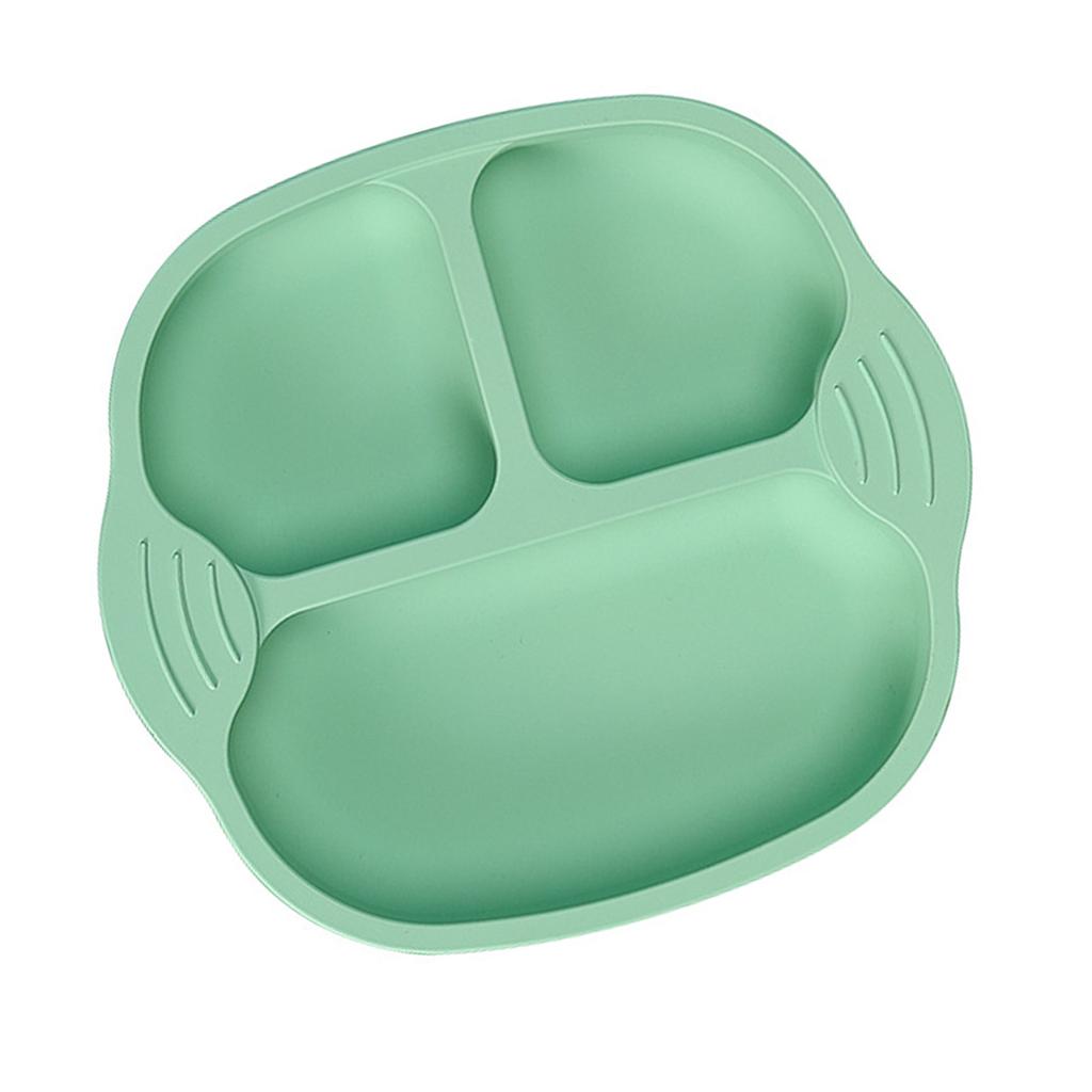 Baby Dinner Plate Drop Proof Strong Suction Cup Easy Clean Silicone Divided Baby Supplement Plate Green