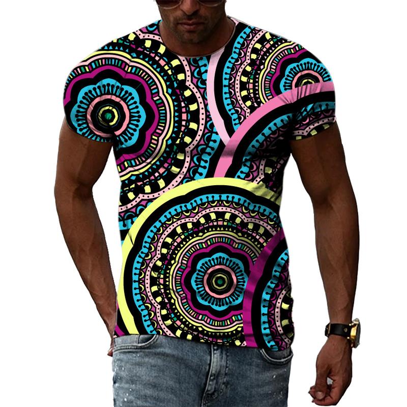 Летняя модная национальная характеристика 3D-печать графика личность хип-хоп культура мужчины круглый вырез короткий рукав футболка