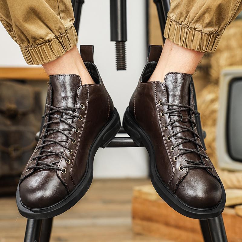 Мужская обувь для работы, классические модные ботинки на плоской подошве, мужская зимняя обувь на шнуровке, мужские кроссовки, новинка 2024 года