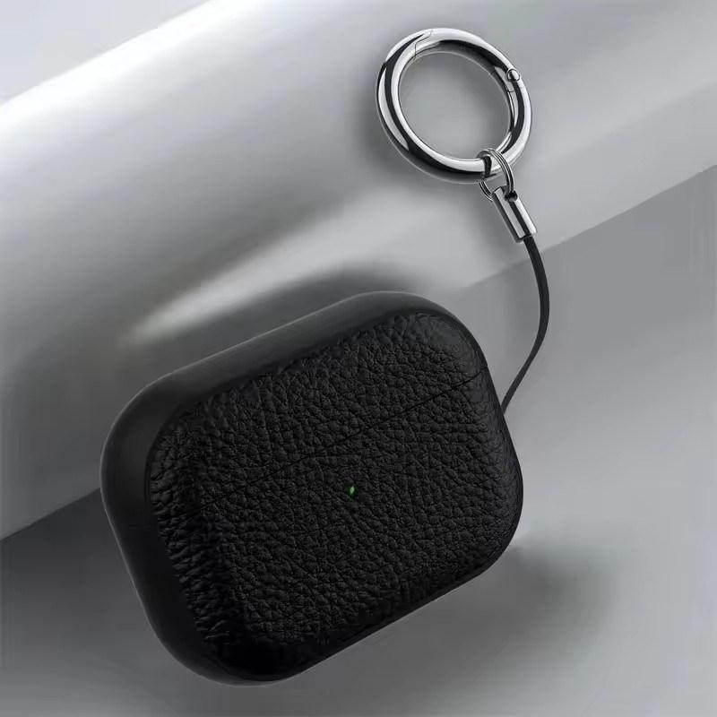Чехол из кожи с текстурой для Apple Airpods 1/2 3 4 Pro 2 Wrieless Bluetooth Earphone Protective Cover Anti Lost Headphone Bag