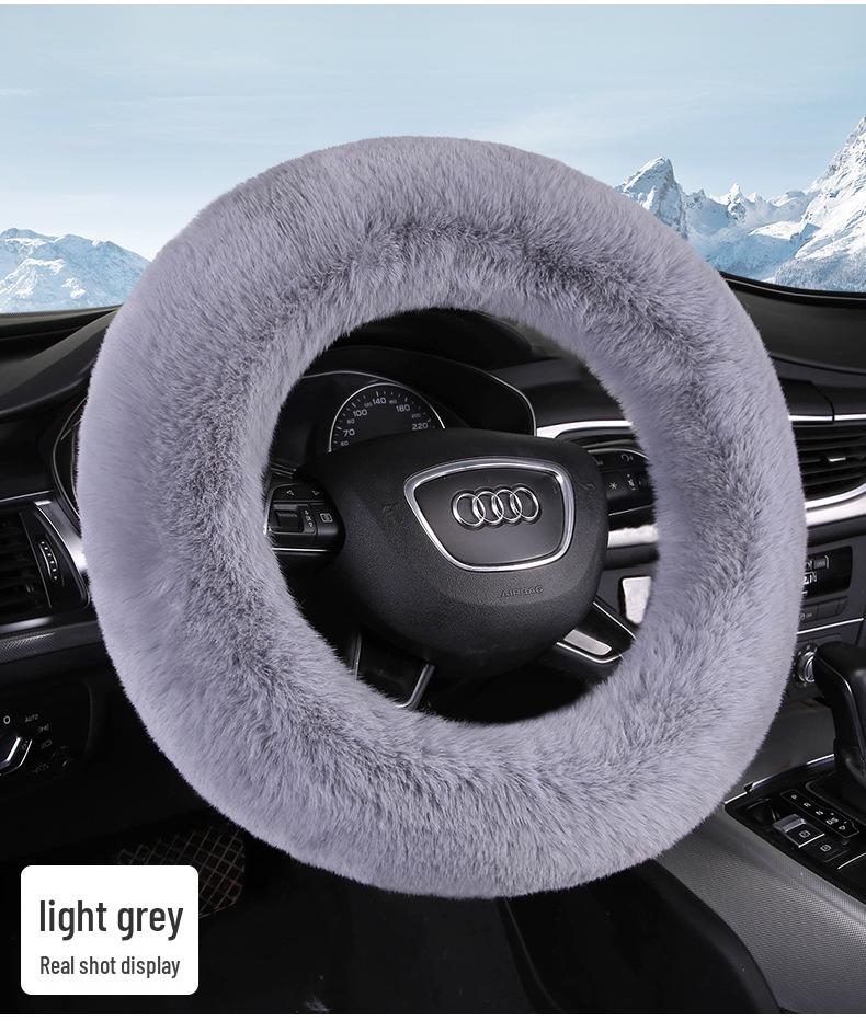 Новый стиль Зимняя плюшевая оплетка на руль - Теплая, Нескользящая, Кроличья шерсть