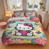 3 шт. Постельное белье с рисунком Hello Kitty и разноцветной ромашкой, 1* Пододеяльник + 2* Наволочки, Постельное белье с принтом, Мягкое и удобное.W034