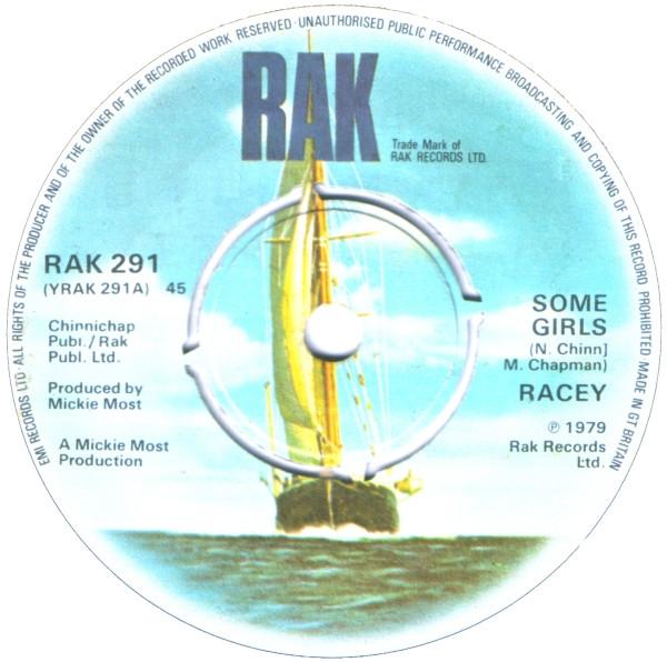 7-дюймовая пластинка RACEY - Some Girls RAK291 RAK 1979 UK Рок Б/У