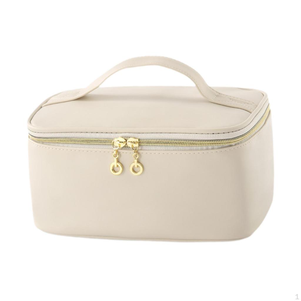 Cosmetic Bag Organizer Lightweight Pouch Essentials with Handle and Divider PU Portable Polyester