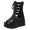 Fashion Sale Ladies 9.5CM Wedge Sandals Fashion High Heels Goth Punk Summer Casual Platform Shoes Ladies Comfort Lace Up Zipper Buckle