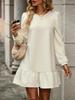2025 Autumn/Winter Fashionable Women's Long-Sleeve Diamond Lattice Ruffle Dress