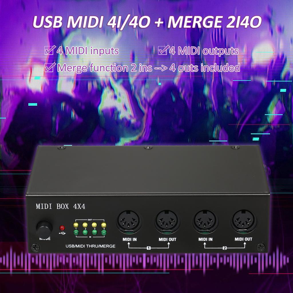 UM4X4 USB MIDI-интерфейс 4 входа/4 выхода 64 MIDI-канала 4i/4o + объединение 2i4o MIDI-блок 4X4
