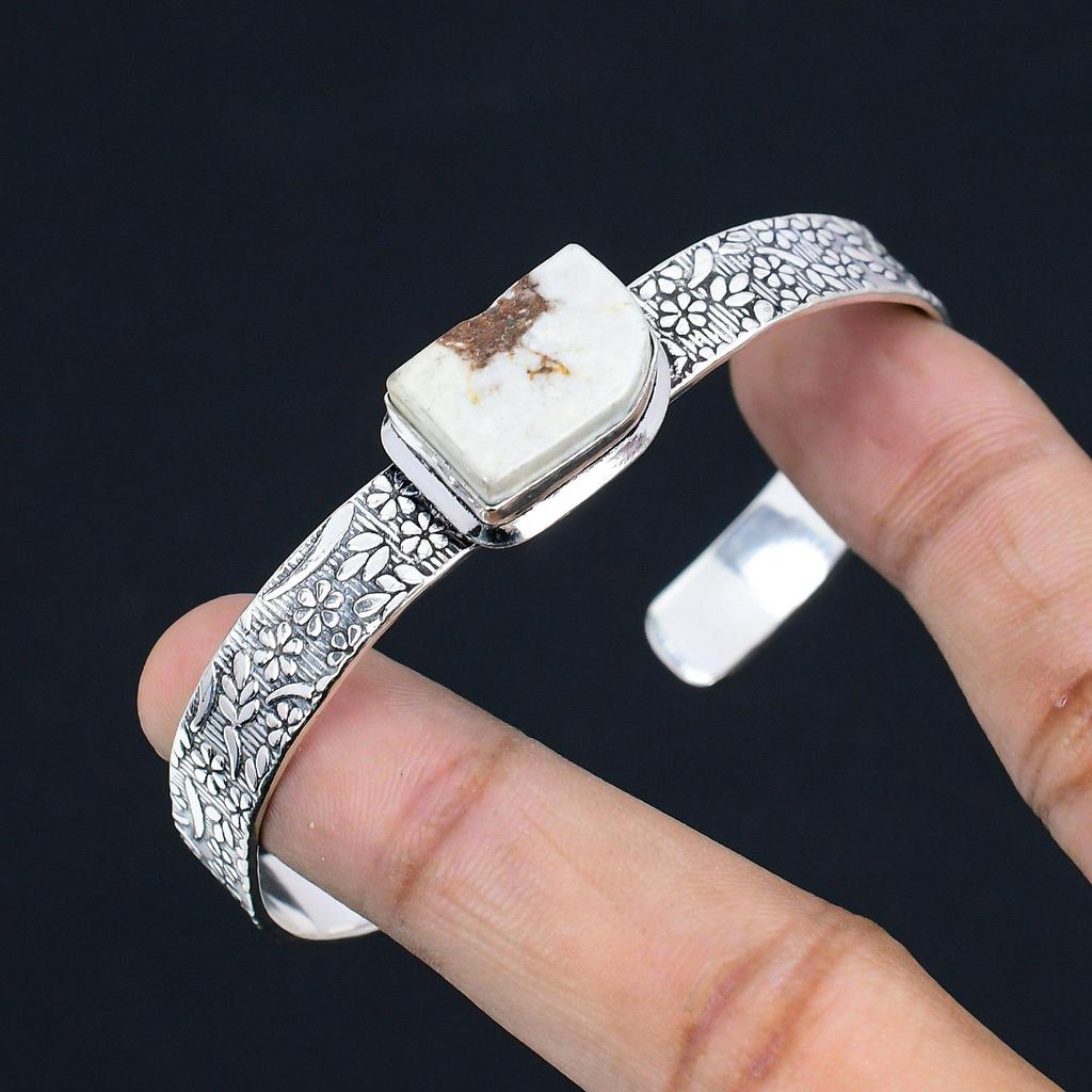 Trillion Wild Horse Magnesite Gemstone Sister Boho New Bangle Jewelry 925 Silver