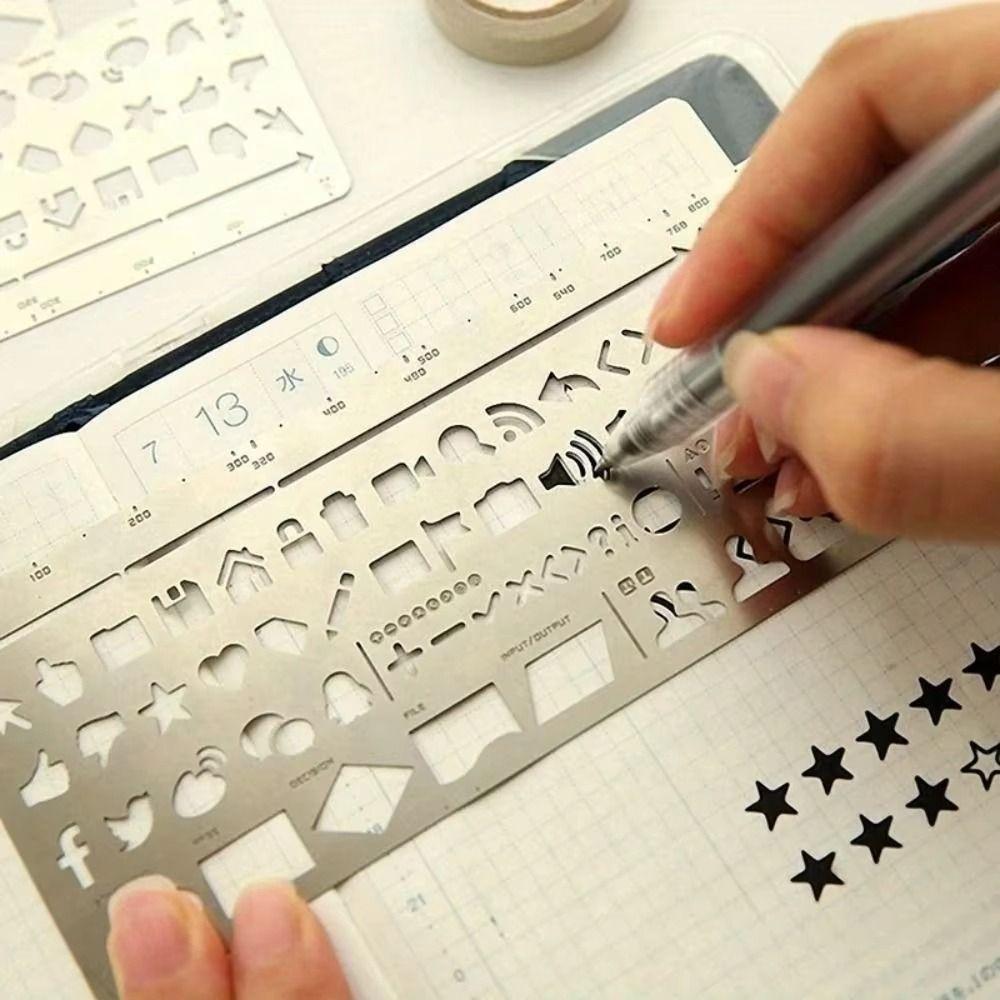Stainless Steel Template Ruler School Projects Drawing Template Ruler Gift Stationery