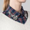 Women Plaid Fake Collar Red Blue Christmas Plaid Collar with Rhinestones Detachable False Collar for Sweater Sweatshirt Hoodie