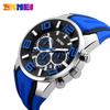 Silicone High School Student Silicone Sports Waterproof Arm Watch Stylish Big Face Chronograph Casual Brand Analog Quartz Watch Large Date Fluorescent
