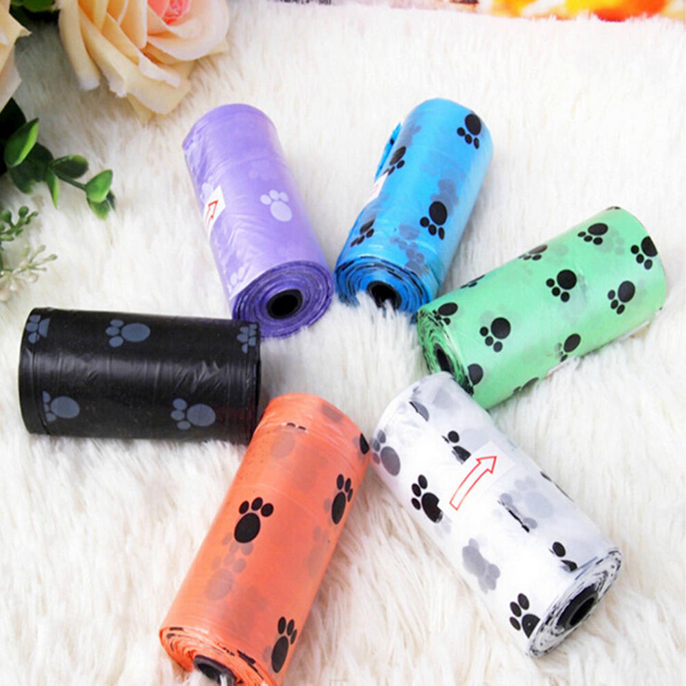1Rolls / 15 Pcs Pet Dog Waste Clean Poop Bags Pick Up Pooper Bags Pet Supplies