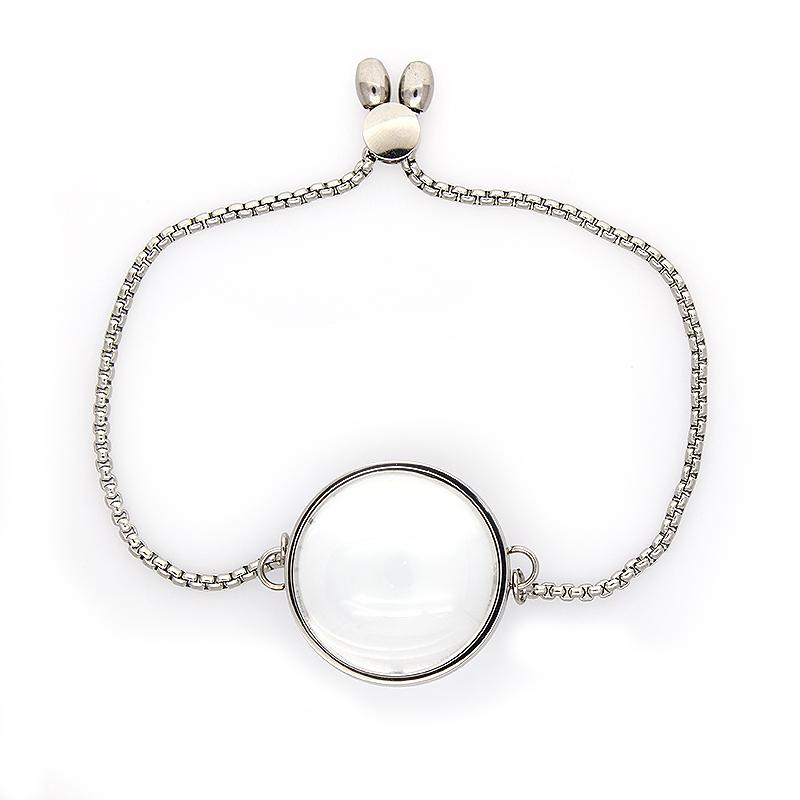 Stainless Steel Double Curved Locket Bracelet Chain Glass Memory Charms Floating Locket Bangle Fillable DIY Jewelry Making