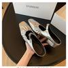 Silver French Leather Single Shoes Women's 2025 Summer New Muller Pleated Mary Jane Shoes Outer Bag Head Half Slippers