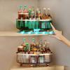 Вращающийся на 360 градусов лоток для хранения специй, большая вместимость, прочная несущая способность, ящик для хранения косметики и приправ, кухонный органайзер