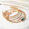 Роскошный браслет для вечеринки в ночном клубе, очаровательный сексуальный браслет для девочек, сто ювелирных изделий, подарок, прямоугольный изумрудный браслет с бриллиантами, набор из 4 золотых браслетов