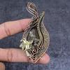 Mud Crack Fossil Handmade Copper Wire Wrap Jewelry Pendant 3.94" W0B61