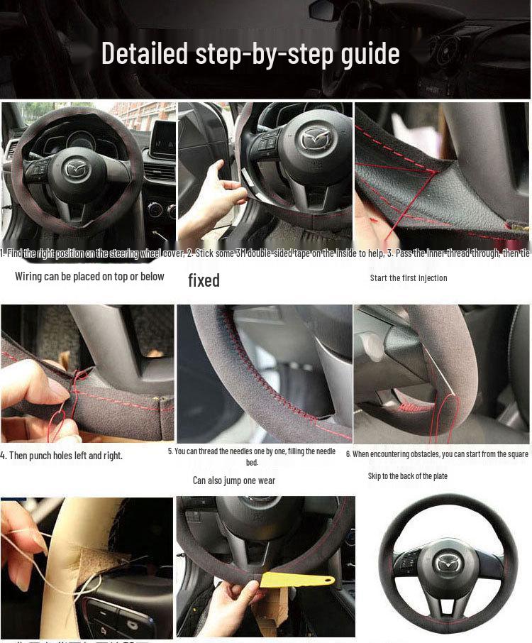 Suede Hand-Stitched Steering Wheel Cover for MG5, MG3, MG6, MG GT, MG GS, and Roewe Models