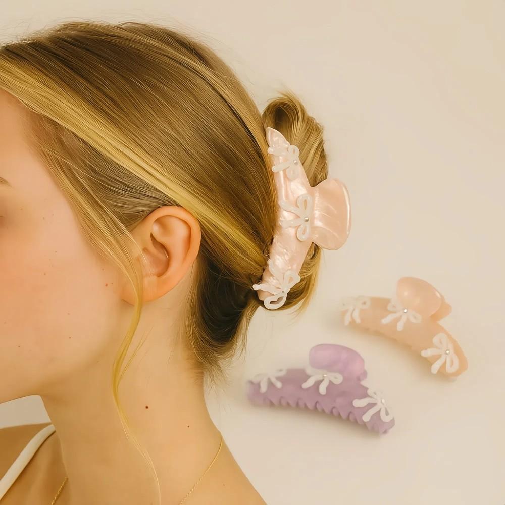Barrette Bow Hair Claw Ballet Acetic Acid Shark Clip Sweet Zircon Hairpin  Travel