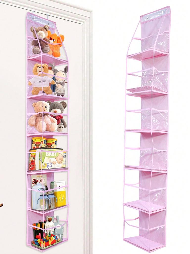 1pc 4 Layer Over The Door Hanging Organizer,Cosmetics Wall Hanging Storage Organizer,Large Capacity Mesh Holder With Clear Pockets Hanging Storage Bag