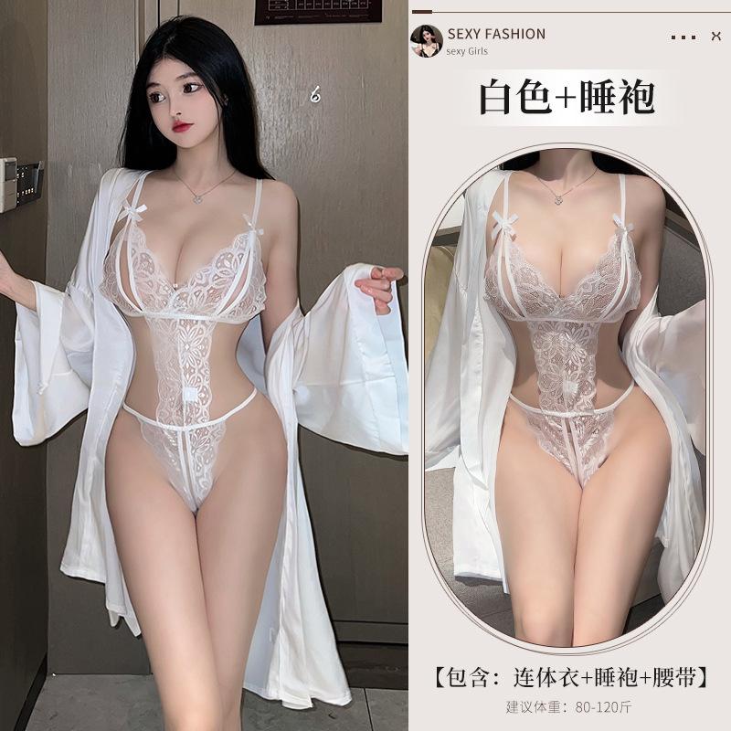 Sexy lingerie lace open crotch free onesie sexy temptation uniform perspective hollow