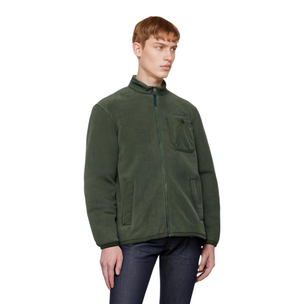 Timberland Однотонная вязаная куртка с воротником-стойкой, мужские куртки, зеленая A6NZ1-U31