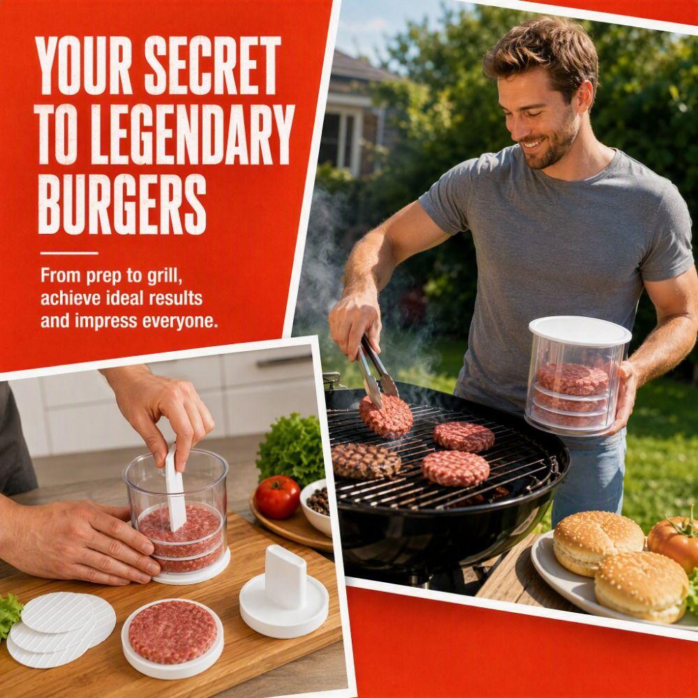 Creative Non-Stick Burger Patty Maker Reusable Multi-Layer Beef Press Mold Practical Freezable Hamburger Patty Box BBQ 4