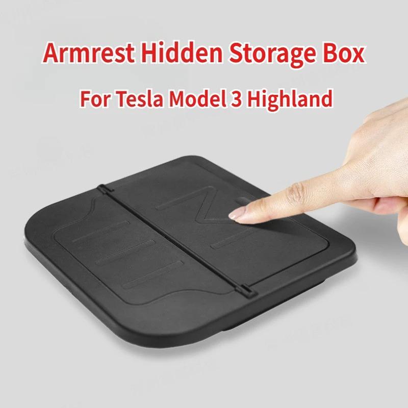 For Tesla Model 3 Highland 2024 Car Armrest Holder Box Center Console Organizer Armrest Hidden Storage Box Modeling Accessories