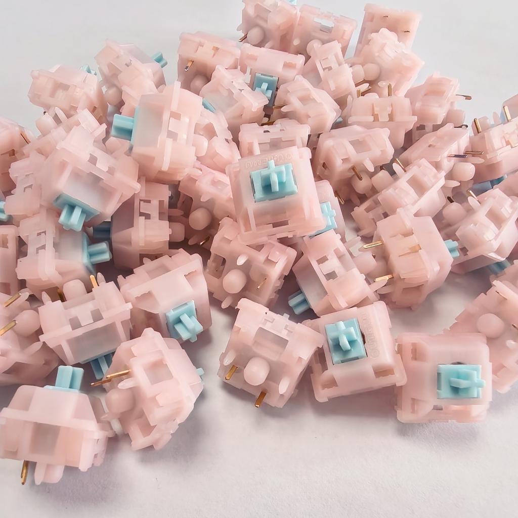 Outemu Kitty Silent Switch 5-контактный тактильный 52 гс Механическая клавиатура Бесшумный переключатель Розовый молочный корпус Заводская смазка Превосходное ощущение Кастомный