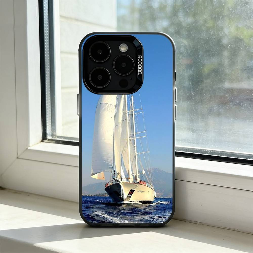 Чехол для телефона Парусник B-Boat Для iPhone 17,16,15,14,13,12,11 Plus,Pro Max,XS,Красочный Серебряный Чехол для телефона Funda Cover