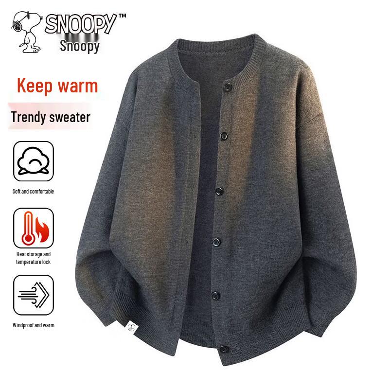 SNOOPY Men's Casual Autumn and Winter Cardigan Sweater