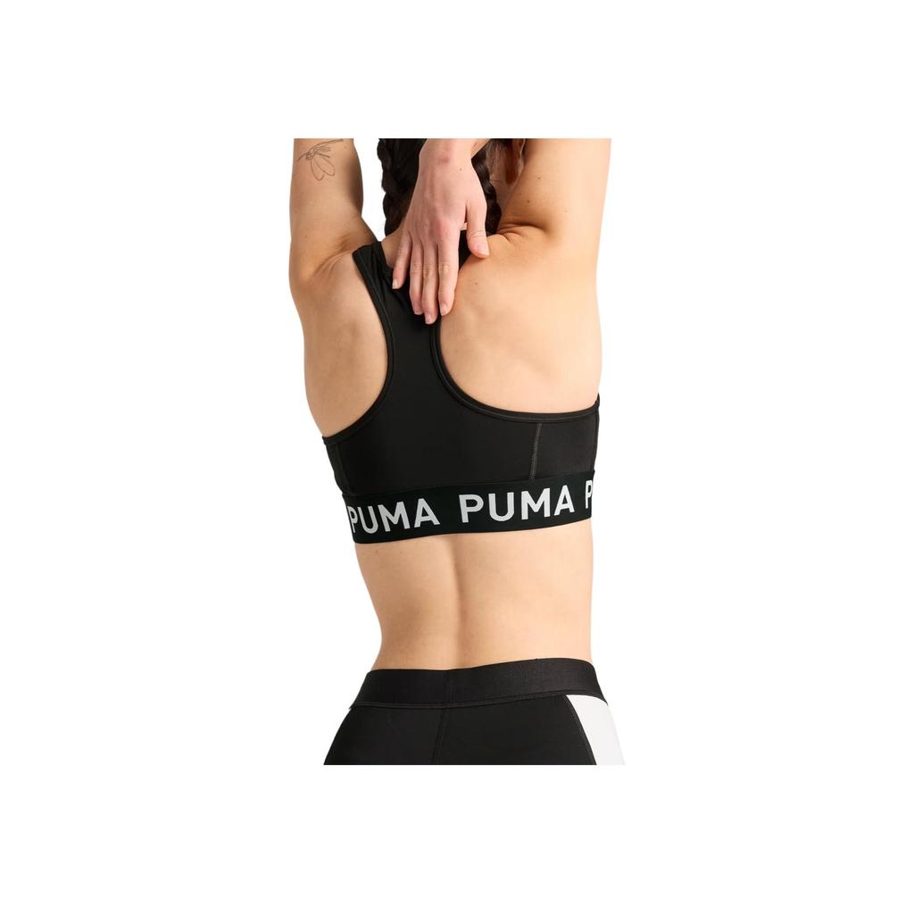 Puma 4keeps Эластичный бюстгальтер с круглым вырезом Удобный спортивный бюстгальтер с надписью Женское нижнее белье Черный 526962-01