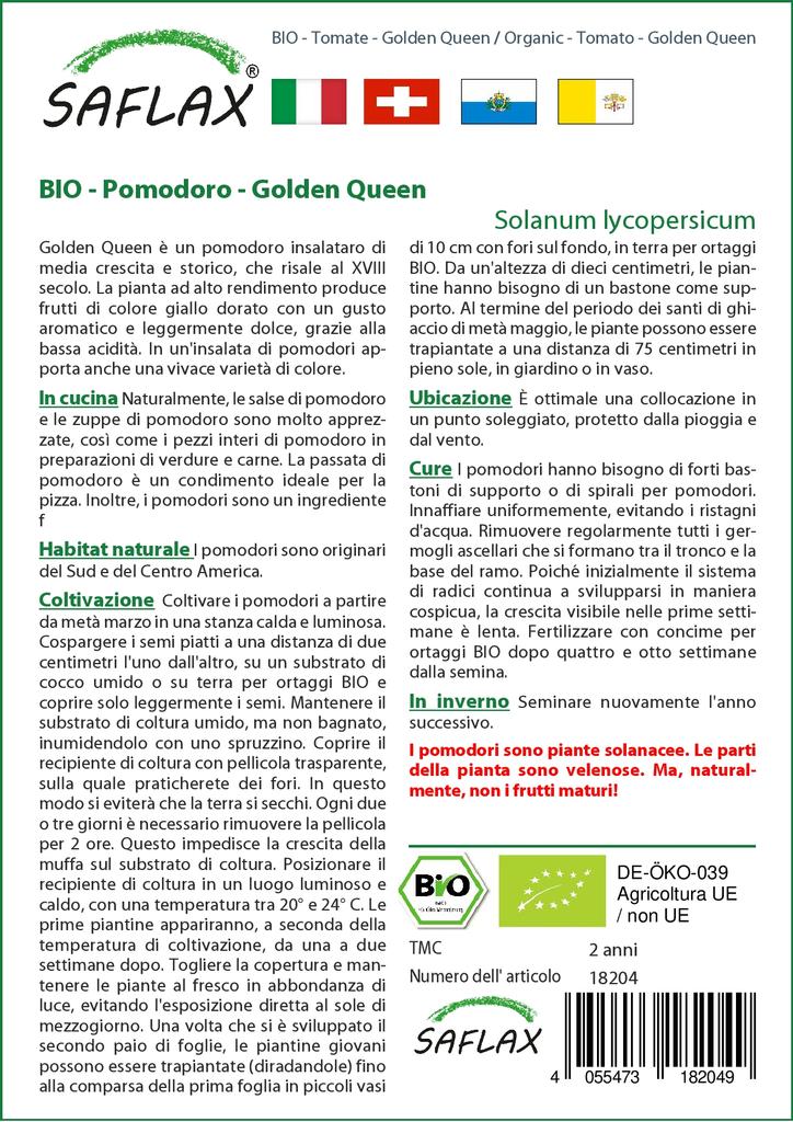 SAFLAX Garden in the Bag - Органический - Помидор - Golden Queen - 15 семян - С субстратом в подходящем стоячем пакете - Solanum lycopersicum