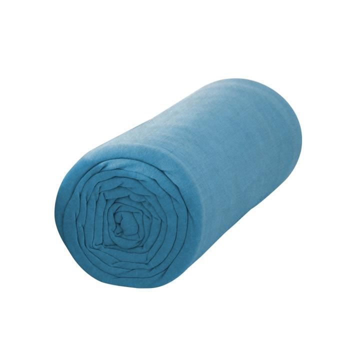 Drap housse - LA MAISON D'AMELIE - INTIMITY - 90x190 cm - 100% coton - Couleur Mer du Sud